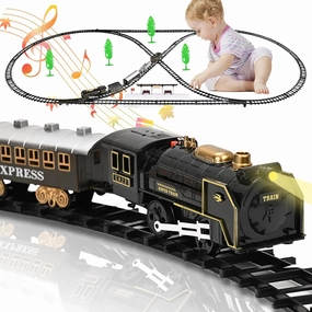 Christmas Toys Train Sets for Kids Boys, Large Size Classical Train Set Toys for Kids with Light Sound Include 5 Car 28 Tracks, Christmas Train Set Birthday Gifts for 3 4 5 6 Year Old Boy Girl
