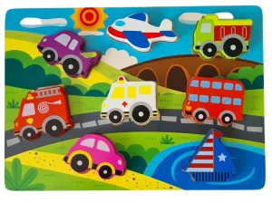Chunky Wooden Transport Puzzle Toy by Tooky Toy