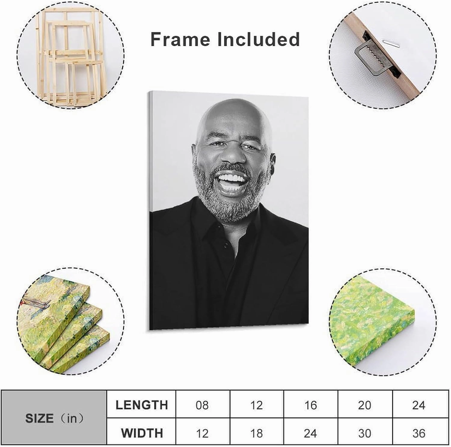 CJTVMMD American Television Hosts Steve Harvey Poster Canvas Wall Art Posters For Room Aesthetic And Decor Poster For Bedroom Bathroom Living Room Office Kitchen Decor 08x12inch(20x30cm) Frame-style