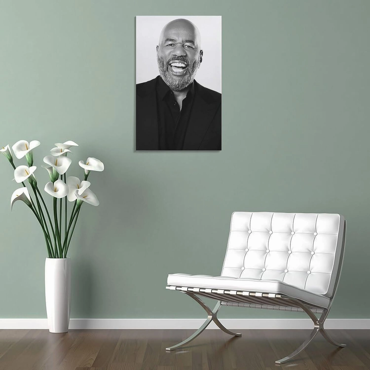 CJTVMMD American Television Hosts Steve Harvey Poster Canvas Wall Art Posters For Room Aesthetic And Decor Poster For Bedroom Bathroom Living Room Office Kitchen Decor 08x12inch(20x30cm) Frame-style