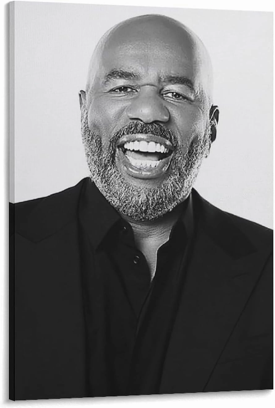 CJTVMMD American Television Hosts Steve Harvey Poster Canvas Wall Art Posters For Room Aesthetic And Decor Poster For Bedroom Bathroom Living Room Office Kitchen Decor 08x12inch(20x30cm) Frame-style