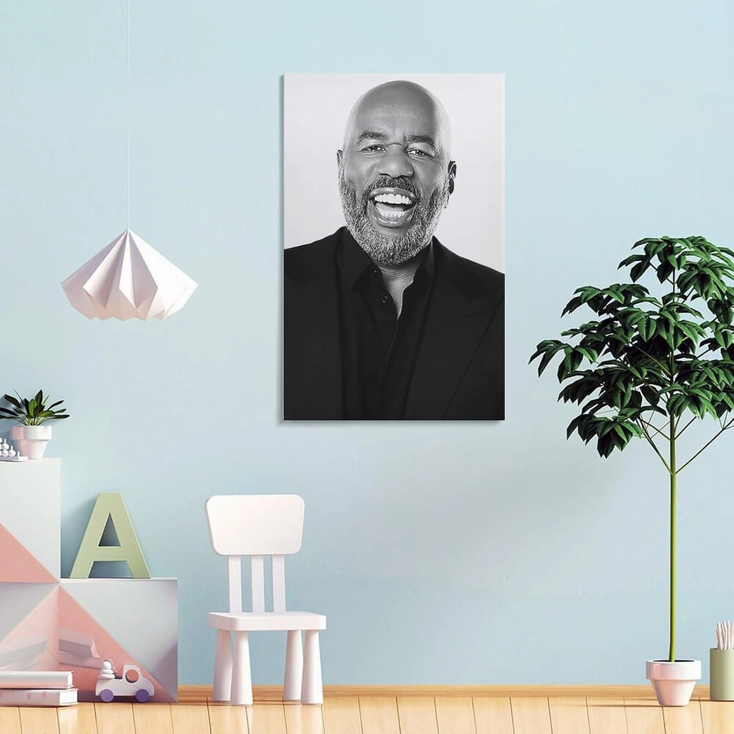 CJTVMMD American Television Hosts Steve Harvey Poster Canvas Wall Art Posters For Room Aesthetic And Decor Poster For Bedroom Bathroom Living Room Office Kitchen Decor 08x12inch(20x30cm) Frame-style