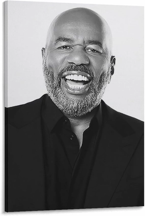 CJTVMMD American Television Hosts Steve Harvey Poster Canvas Wall Art Posters For Room Aesthetic And Decor Poster For Bedroom Bathroom Living Room Office Kitchen Decor 08x12inch(20x30cm) Frame-style
