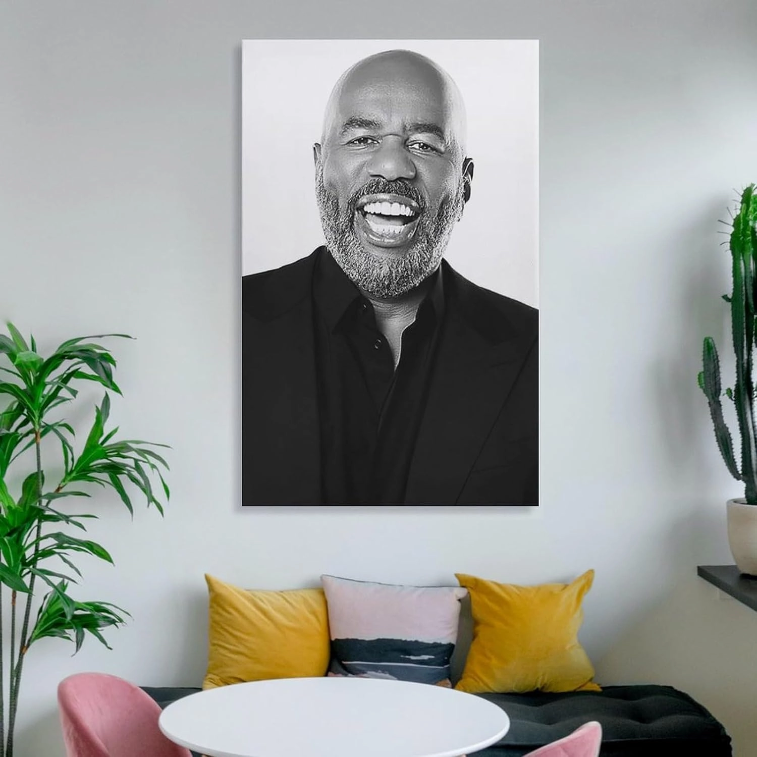 CJTVMMD American Television Hosts Steve Harvey Poster Canvas Wall Art Posters For Room Aesthetic And Decor Poster For Bedroom Bathroom Living Room Office Kitchen Decor 08x12inch(20x30cm) Frame-style