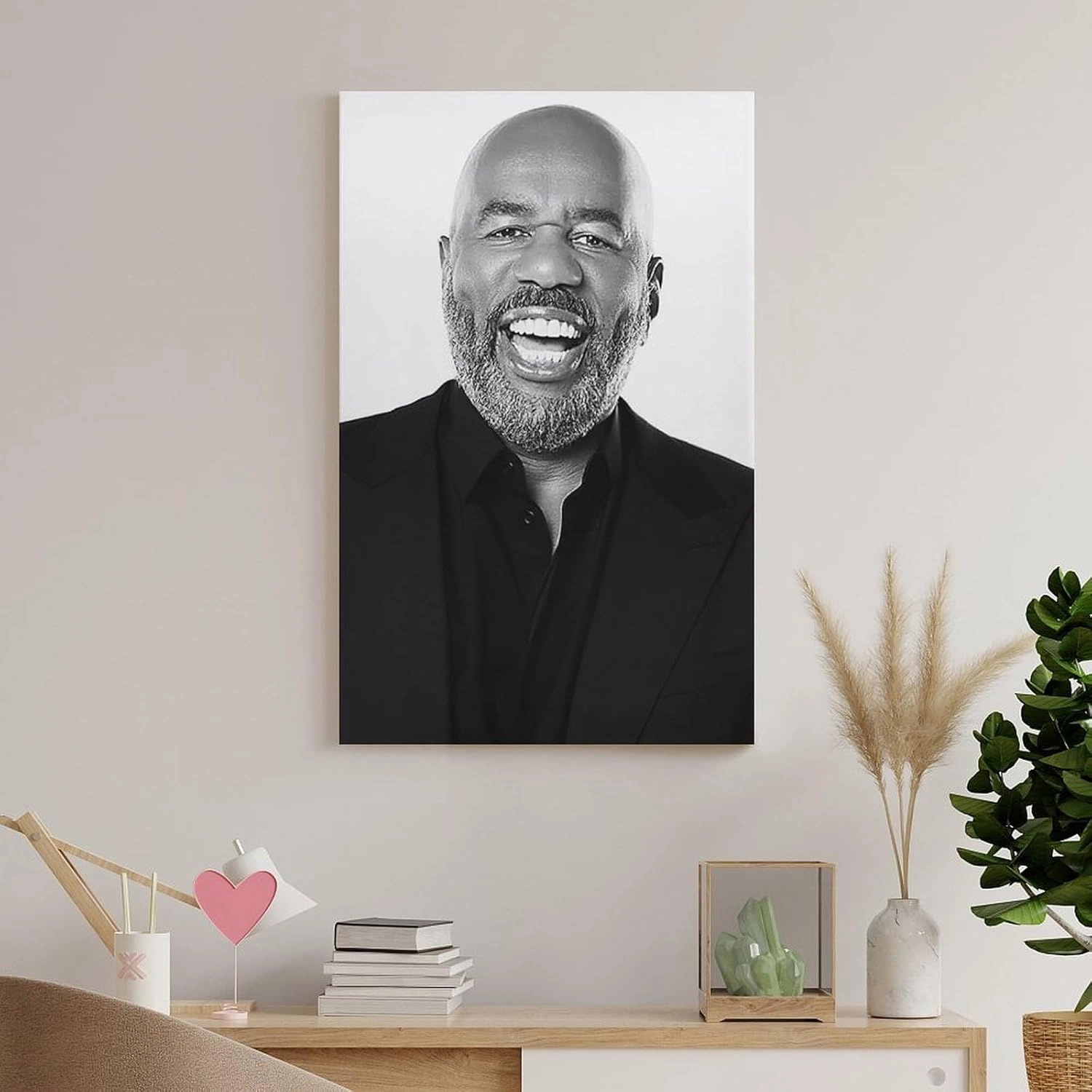 CJTVMMD American Television Hosts Steve Harvey Poster Canvas Wall Art Posters For Room Aesthetic And Decor Poster For Bedroom Bathroom Living Room Office Kitchen Decor 08x12inch(20x30cm) Frame-style