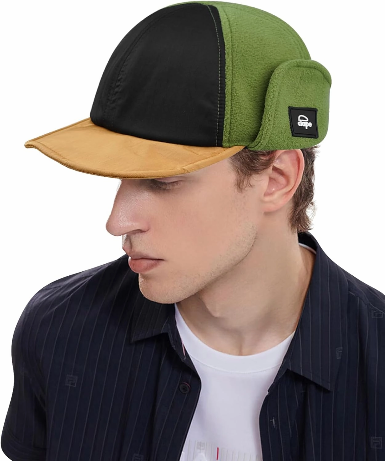 Clakllie Men's Winter Earflaps Baseball Hat - Cold Weather Trapper Ushanka Russian With Brim - Foldable Elmer Fudd