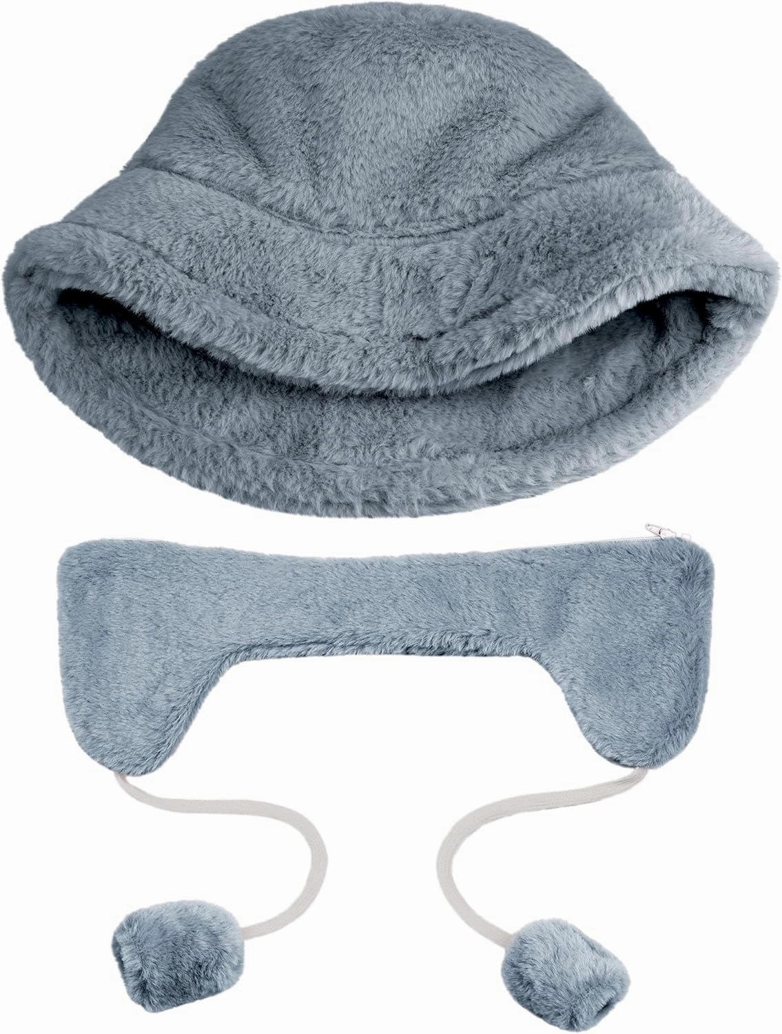 Clakllie Winter Bucket Hat with Earflaps Fuzzy Fishing Hat Warm Beach Sun Hat Wide Brim Fisherman Cap for Women Travel Hat