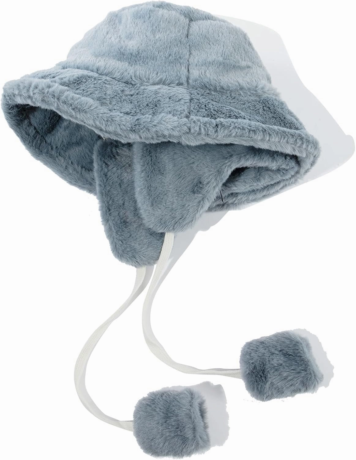 Clakllie Winter Bucket Hat with Earflaps Fuzzy Fishing Hat Warm Beach Sun Hat Wide Brim Fisherman Cap for Women Travel Hat