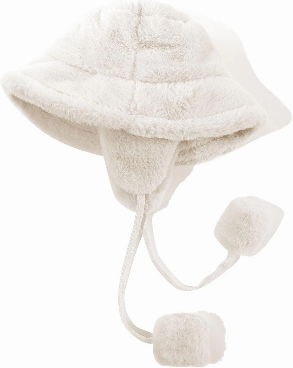 Clakllie Winter Bucket Hat with Earflaps Fuzzy Fishing Hat Warm Beach Sun Hat Wide Brim Fisherman Cap for Women Travel Hat