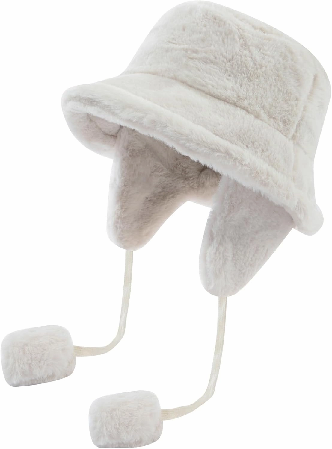 Clakllie Winter Bucket Hat with Earflaps Fuzzy Fishing Hat Warm Beach Sun Hat Wide Brim Fisherman Cap for Women Travel Hat