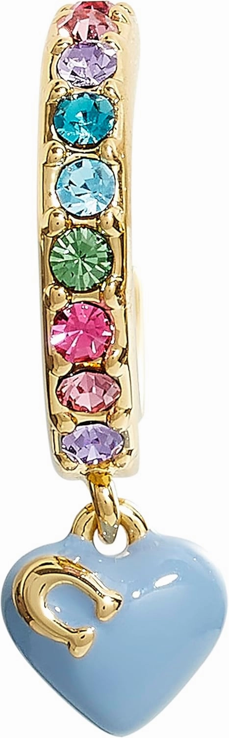 COACH Pave Enamel Heart Huggie Earrings
