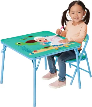 CoComelon Table & Chair Set for Toddlers 24-48M, Includes 1 Table & 1 Chair - Sturdy Metal Construction, Table: 20" L x 20" W x 16.4" H, Chair: 12" L x 11.6" W x 17.7" H - Weight Limit: 70 lbs