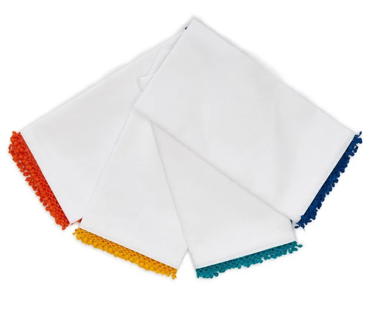 Color Play Lace Crotchet Trimmed Napkins - Set of 4