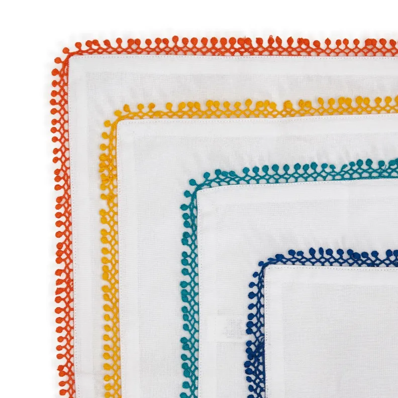 Color Play Lace Crotchet Trimmed Napkins - Set of 4