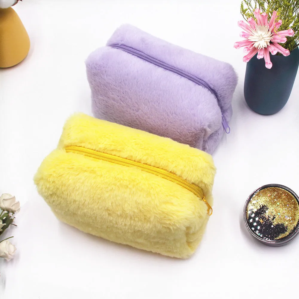 Color Plush Pencil Hand Candy Portable Cosmetic Bags