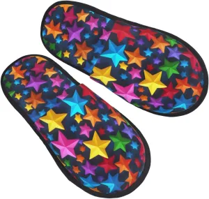 Color Stars Furry Slippers For Home, Hotel & Office - Plush & Eva, Cozy Indoor Cotton M Sizes