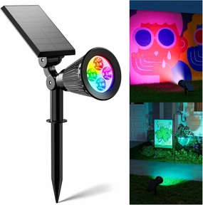 Color Changing Solar Spotlights Outdoor for Tree, Flower, Plant, Statue, Decorations, Wall, Waterproof Rainbow Lanscape Spot Lights for House Outside, Yard, Garden, Patio, 8 Coloful Uplighting Modes