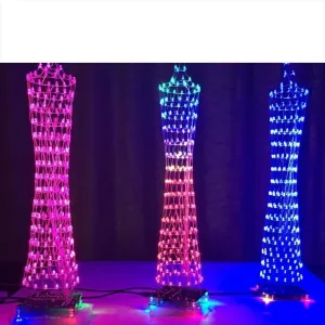 Colorful LED Tower Display Lamp Infrared Remote Control Electronic DIY Kits Music Spectrum Soldering Kits DIY Brain-Training Toy