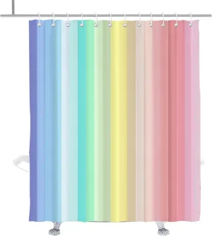 Colorful Rainbow Shower Curtain Striped Gingham Boho Modern Aesthetic Shower Curtains Set Pinstripe Plaid Pride Bathroom Decor Accessory with Hooks 72" W × 84" H