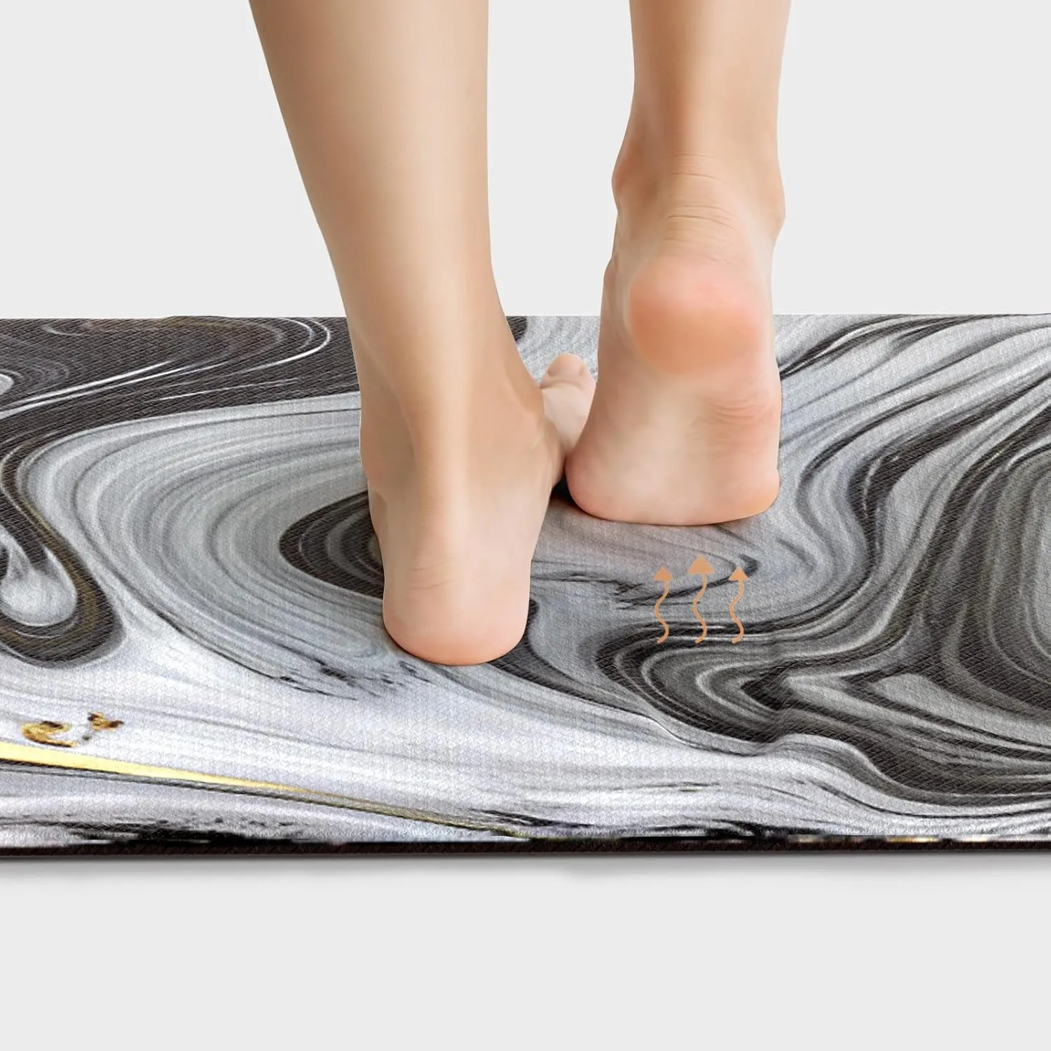 Colorful Star 2-Piece Kitchen Runner Rug Set - Cushioned Anti-Fatigue Mats for Kitchen, Laundry, and Office - Ergonomic Comfort Foam - Waterproof, Non-Slip - Black Gold Marble Design