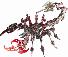 Colorful 3D Metal Puzzles for Adults Scorpion Metal Model Kits, DIY Building Toy 3D Metal Scorpion Model with Tool, Stainless Steel Desktop Toy Gifts for Adults(Red)
