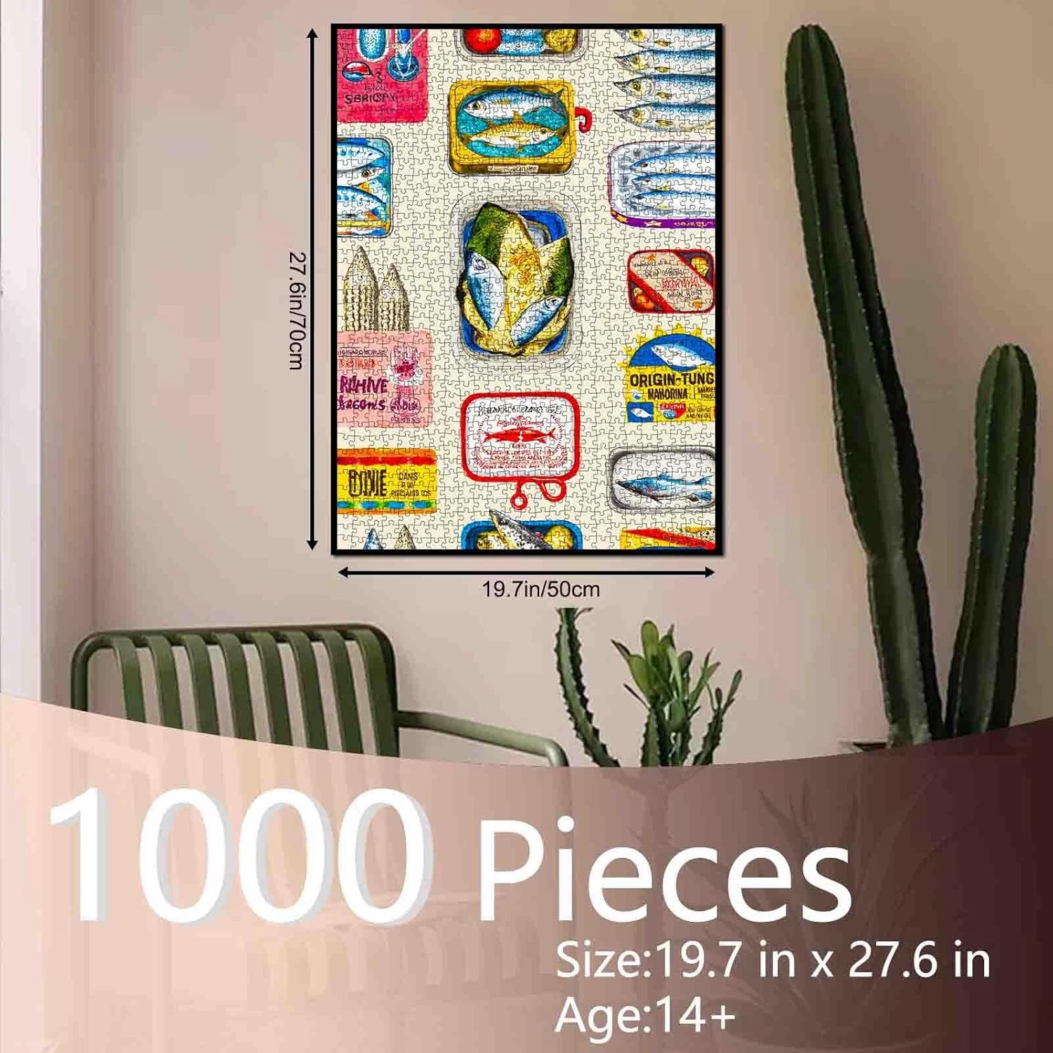 Colorful Fish 1000 Piece Puzzle for Adults Sardine Can Jigsaw Puzzles Difficult Animal Art Artwork, Relaxing Puzzle for Adults & Family Game Nights