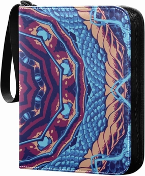 Colorful Mandala Card Collector Holder for Collectible Boys Girls Game Sports Cards MTG TCG, 4 Pockets Trading Card Folder Zip Card Binder