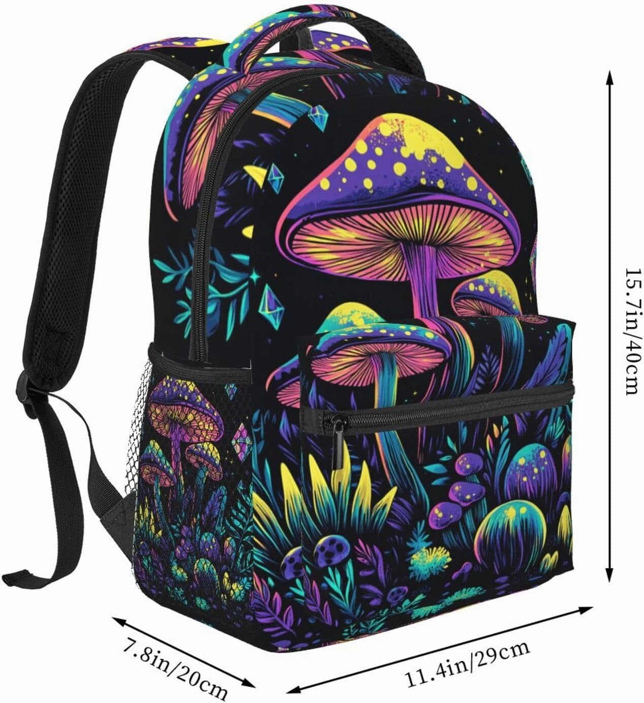 Colorful Mushroom Pattern Casual Backpack For Trekking Unisex Backpacking