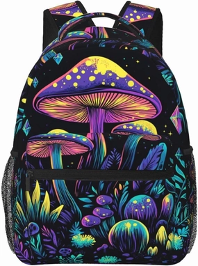 Colorful Mushroom Pattern Casual Backpack For Trekking Unisex Backpacking