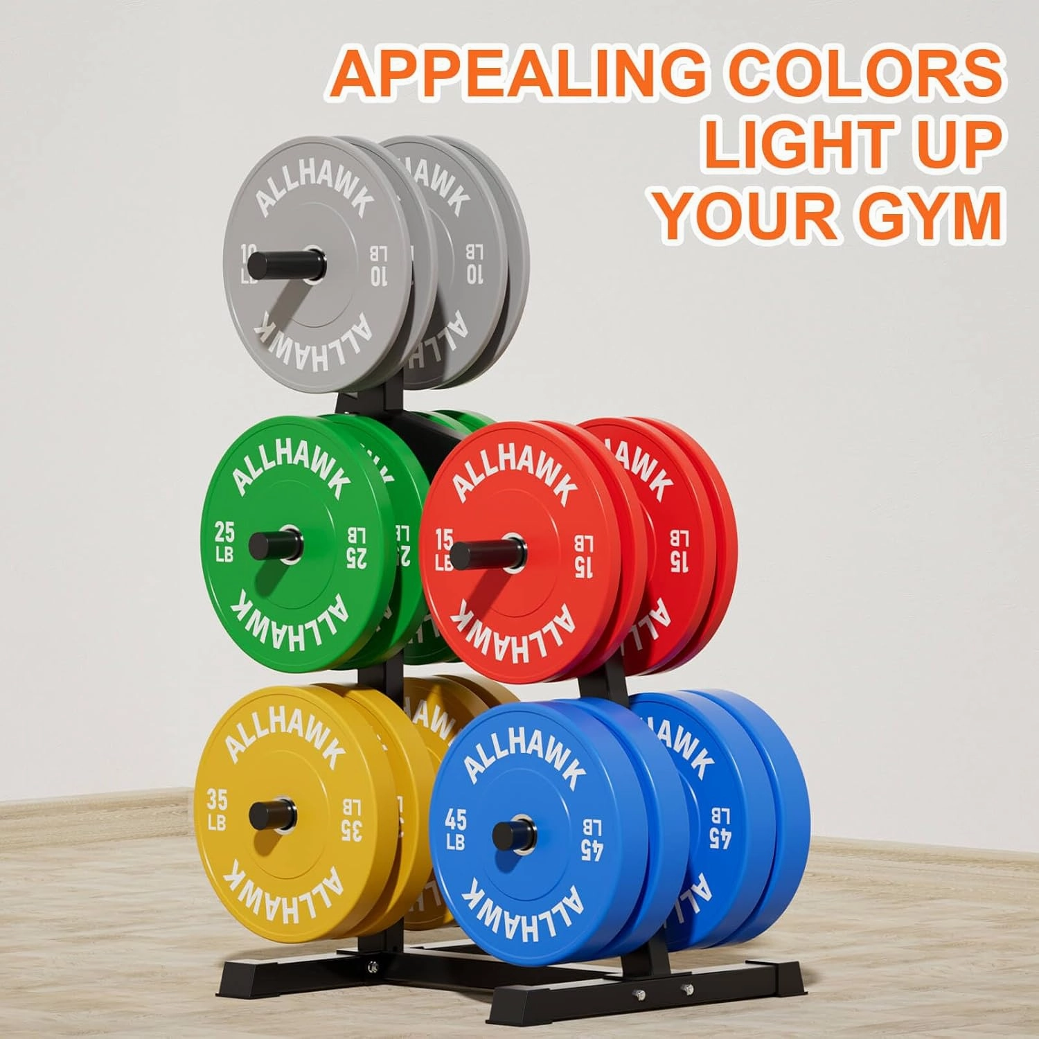 Colorful Olympic Bumper Plates, 2-inch Stainless Steel Insert, Virgin Rubber Weight Plate Set for Barbell Weight Lifting and Strength Training Home Gym