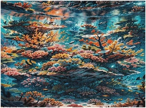 Colorful Underwater Scene with Corals and Fish 500 Piece Jigsaw Puzzle for Adults, Home Decor Birthday Party Gift Family Game Toy as Wall Art Decor Poster