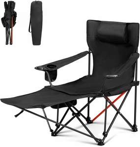Compatible with 2PCS 2-in-1 Camping Folding Chair Reclining Lightweight with Removable Footrest