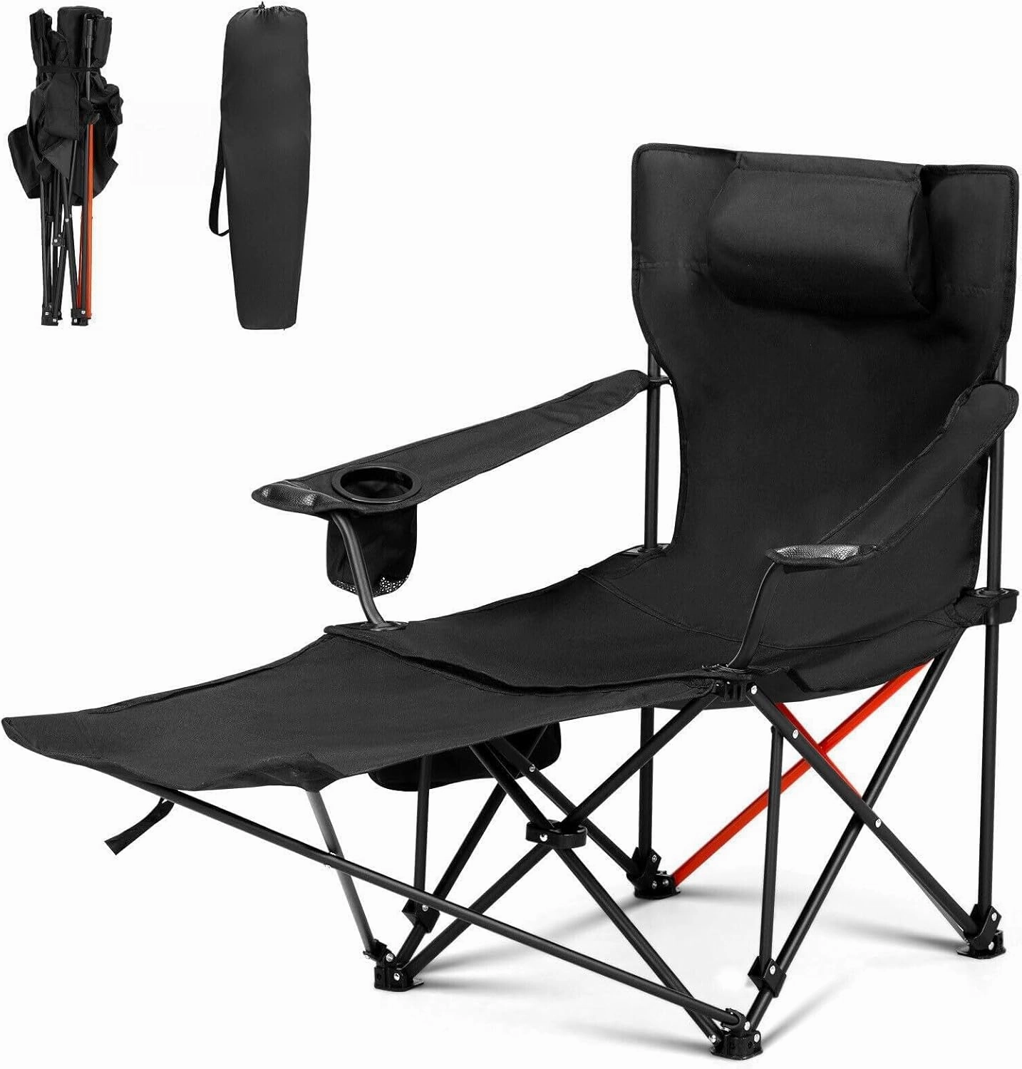Compatible with 2PCS 2-in-1 Camping Folding Chair Reclining Lightweight with Removable Footrest