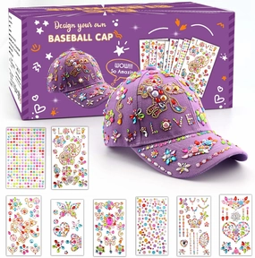 Coosilion Gifts for Girls 4 5 6 7 8 9 10 12 Years Old-Decorate Your Own Baseball Cap with Cute Stickers, Arts & Crafts for Girls Ages 6-12, Birthday Gifts & Back to School Supplies for Kids