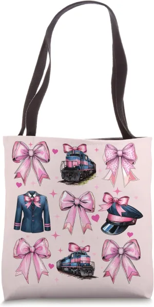 Coquette Bow Train Driver Freight Conductor Locomotive Girl Tote Bag