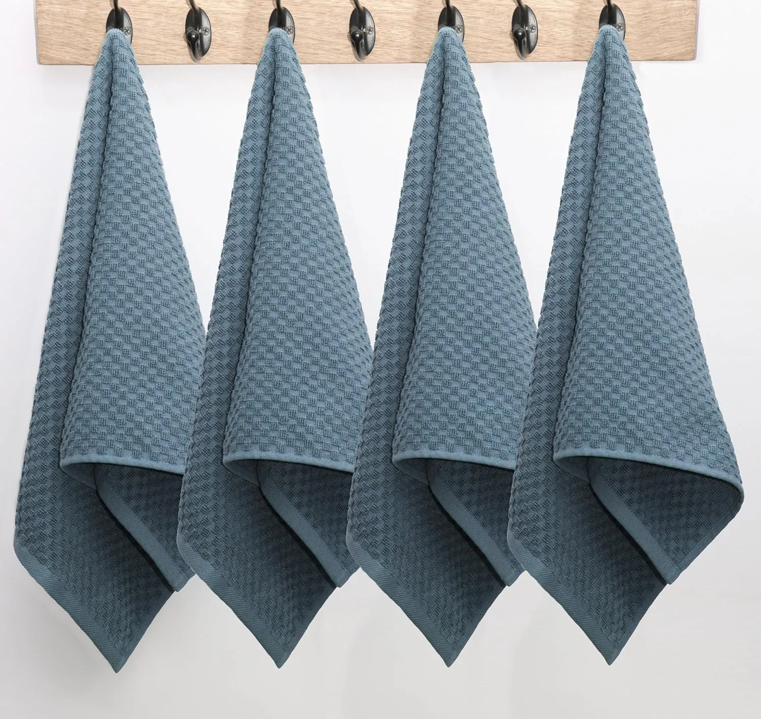 COTTON CRAFT Amazing Kitchen Towel - Set of 12 Terry Towels - 100% Cotton Euro Café Waffle Weave Dish Towel Set - Soft Absorbent Quick Dry Low Lint Reusable Pantry Bar Cleaning Cloth - 16 x 28 - Blue