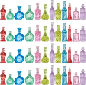 CRASPIRE 100Pcs 1:12 Scale Mini Bottle Mini House Drink Accessories Plastic Beads Colorful for Miniature World Fish Tank Desktop Decoration Handwork DIY Minihouse Accessories