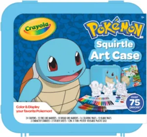 Crayola Pokémon Squirtle Coloring Art Case (71  pcs), Kids Art Set, Coloring Pages and Markers, Pokemon Toys, Gift for Kids, 4 