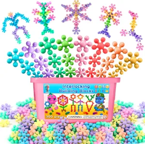 Curious 2 Learn Pastel Colors Building Blocks 300ct - Kids STEM Toys Educational Building Toys- Discs Sets Interlocking, Solid Plastic for Preschool Kids Boys and Girls Aged 3 , Creativity Kids Toys