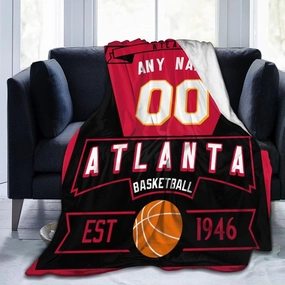 Custom Basketball Throw Blankets Personalized Ultra-Soft Micro Fleece Blankets with Name Numbers for Fans Gifts