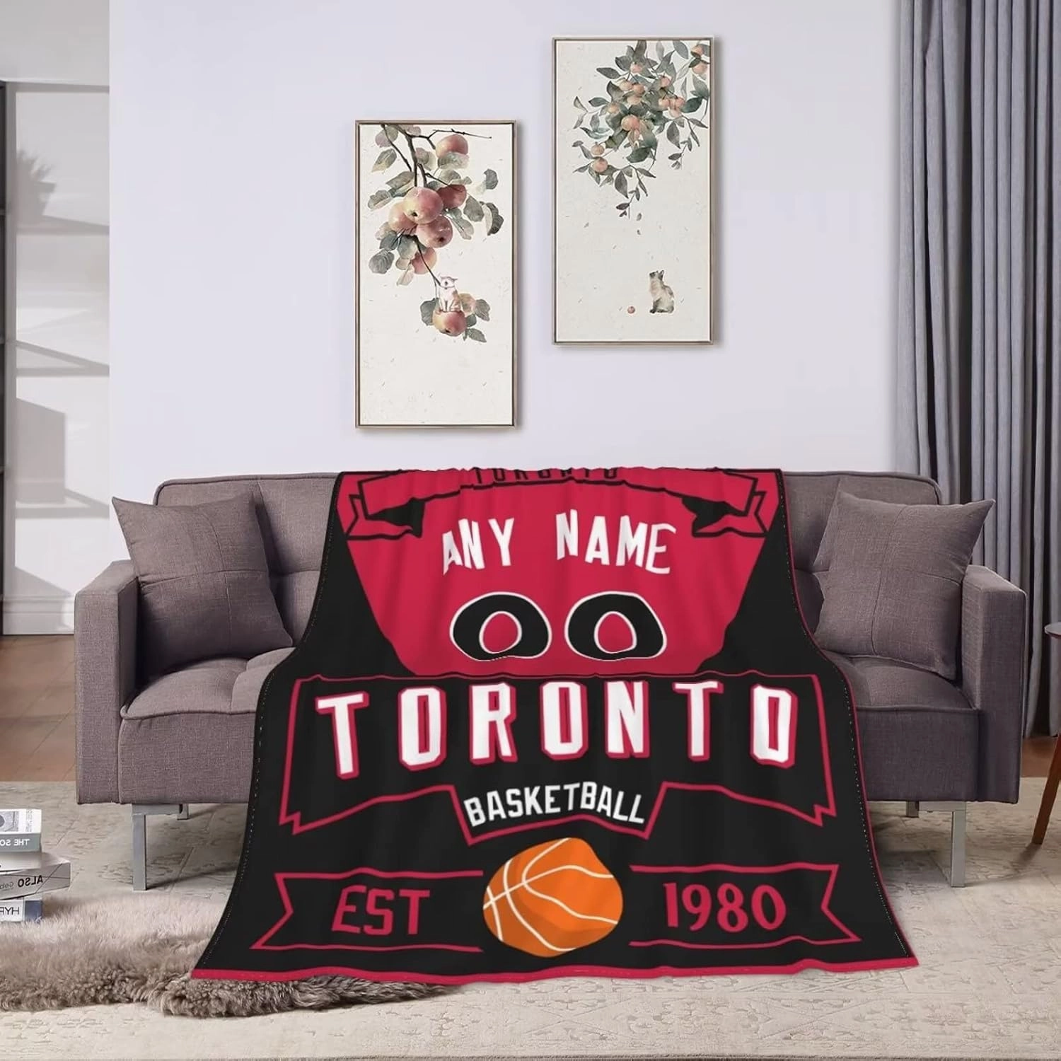 Custom Basketball Throw Blankets Personalized Ultra-Soft Micro Fleece Blankets with Name Numbers for Fans Gifts