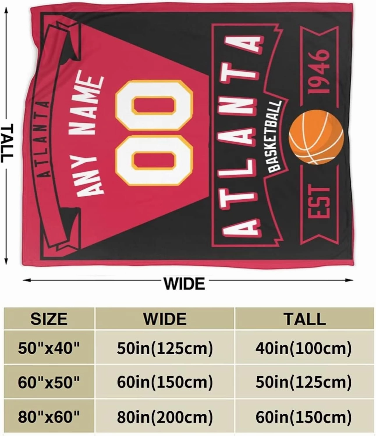 Custom Basketball Throw Blankets Personalized Ultra-Soft Micro Fleece Blankets with Name Numbers for Fans Gifts