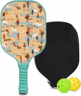 Custom Pickleball Paddle with 1 DIY Pickleball Racket, 2 Pickle Balls, 1 Paddle Cover, Hiking-BJ142 Pattern OR Your Own Design,Carbon Fiber,Honeycomb Polymer Core & Comfort Grip