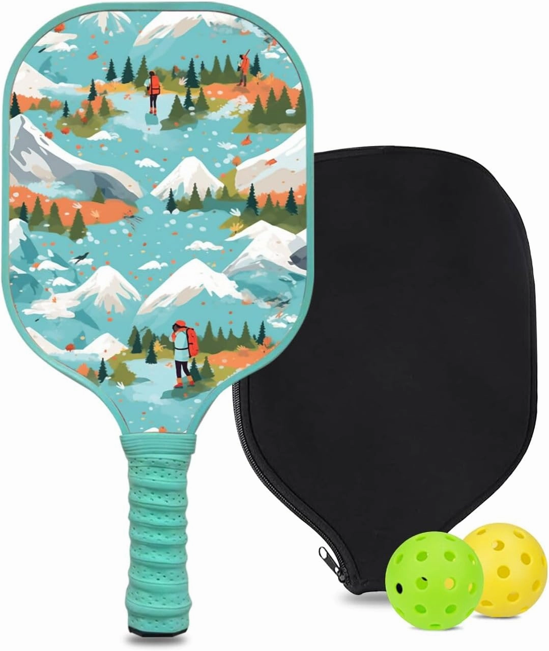 Custom Pickleball Paddle with 1 DIY Pickleball Racket, 2 Pickle Balls, 1 Paddle Cover, Hiking-BJ149 Pattern OR Your Own Design,Carbon Fiber,Honeycomb Polymer Core & Comfort Grip