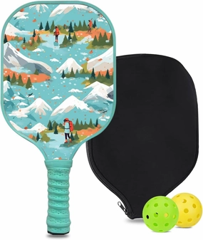 Custom Pickleball Paddle with 1 DIY Pickleball Racket, 2 Pickle Balls, 1 Paddle Cover, Hiking-BJ149 Pattern OR Your Own Design,Carbon Fiber,Honeycomb Polymer Core & Comfort Grip