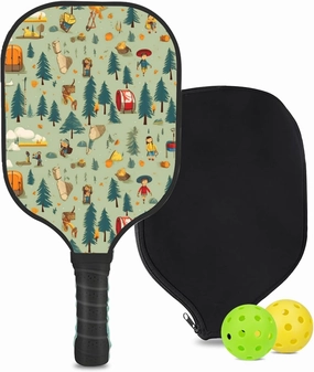 Custom Pickleball Paddle with 1 DIY Pickleball Racket, 2 Pickle Balls, 1 Paddle Cover, Hiking-BJ176 Pattern OR Your Own Design,Carbon Fiber,Honeycomb Polymer Core & Comfort Grip