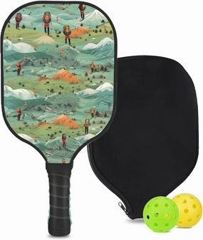 Custom Pickleball Paddle with 1 DIY Pickleball Racket, 2 Pickle Balls, 1 Paddle Cover, Hiking-BJ232 Pattern OR Your Own Design,Carbon Fiber,Honeycomb Polymer Core & Comfort Grip