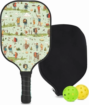 Custom Pickleball Paddle with 1 DIY Pickleball Racket, 2 Pickle Balls, 1 Paddle Cover, Hiking-BJ371 Pattern OR Your Own Design,Carbon Fiber,Honeycomb Polymer Core & Comfort Grip