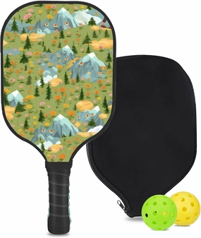 Custom Pickleball Paddle with 1 DIY Pickleball Racket, 2 Pickle Balls, 1 Paddle Cover, Hiking-BJ405 Pattern OR Your Own Design,Carbon Fiber,Honeycomb Polymer Core & Comfort Grip