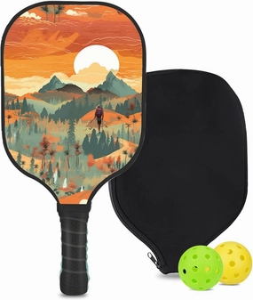 Custom Pickleball Paddle with 1 DIY Pickleball Racket, 2 Pickle Balls, 1 Paddle Cover, Hiking-BJ422 Pattern OR Your Own Design,Carbon Fiber,Honeycomb Polymer Core & Comfort Grip